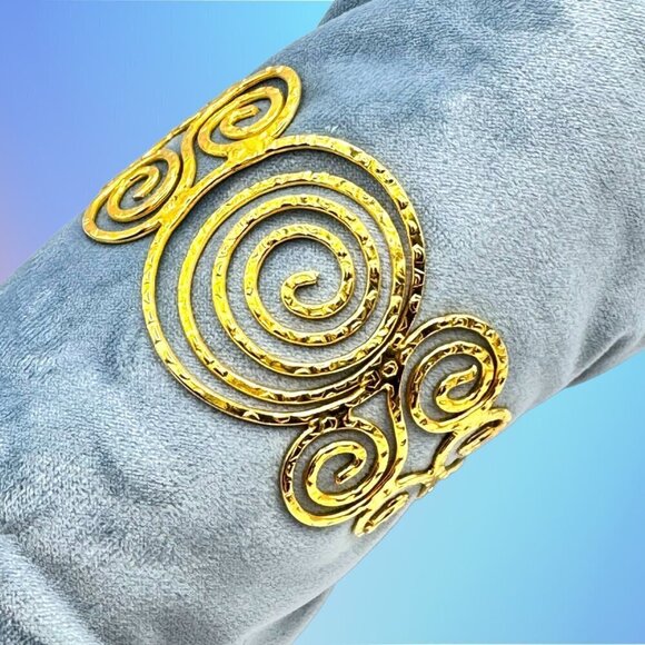 NWT Gold Upper Arm Cuff Armlet Armband Forearm Bangle Bracelet - Picture 8 of 12